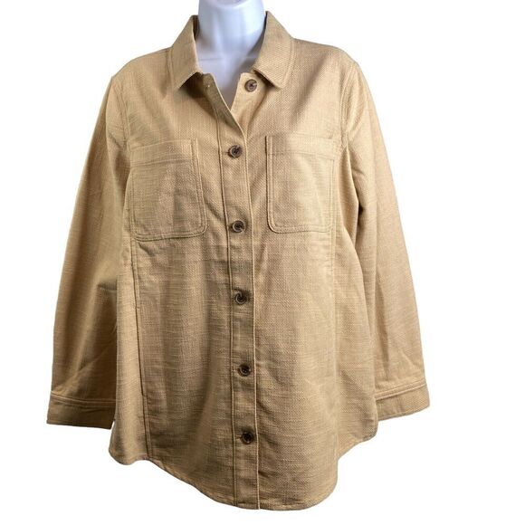 Talbots Jackets & Blazers - Talbots Women’s Textured Sand Castle Button Up Jacket Size M Oversized Lagenlook